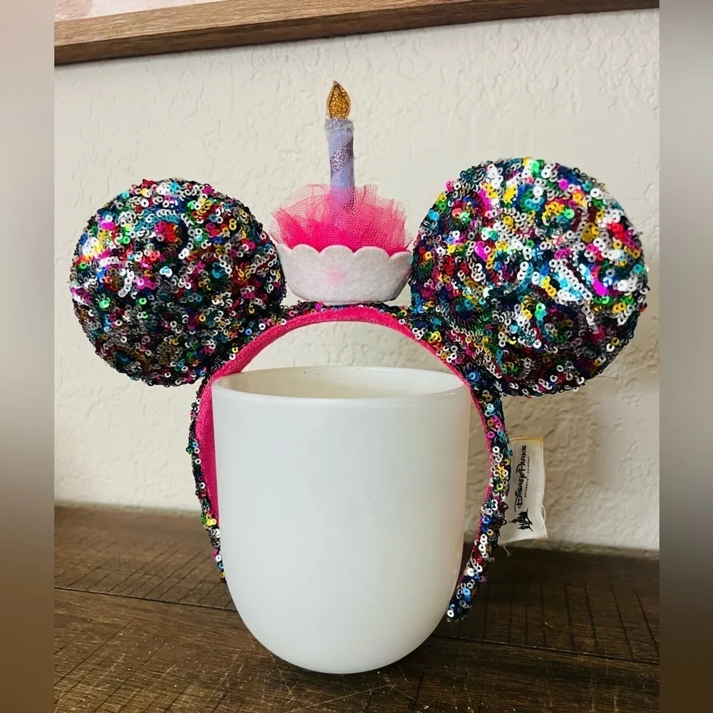 Disney Parks Minnie Mouse Happy Birthday Cake Sequin Ears Headband for children’
